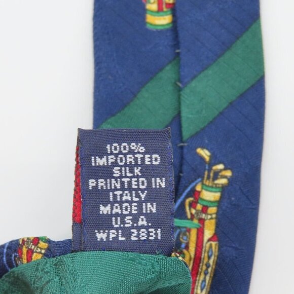 Tommy Hilfiger Blue Green Stripe Golf Bag Golfer Golfing Necktie Tie Silk Italy - Picture 5 of 7